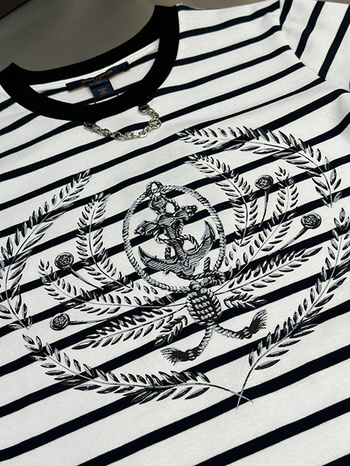 ルイヴィトンコピー ストライププリント半袖Tシャツ