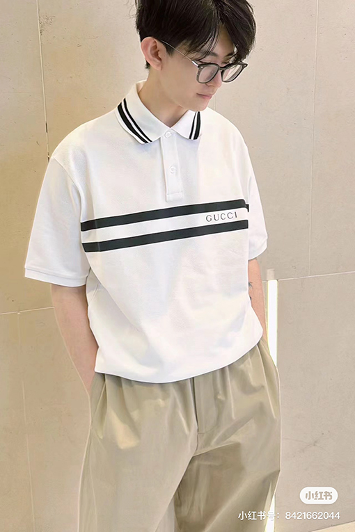 グッチ アルファベットポロシャツ半袖Tシャツ