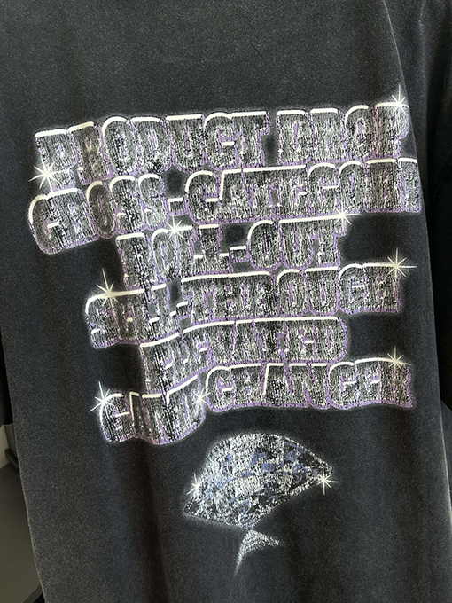 バレンシアガコピー ダイヤモンドプリントクラックダメージウォッシュ半袖Tシャツ