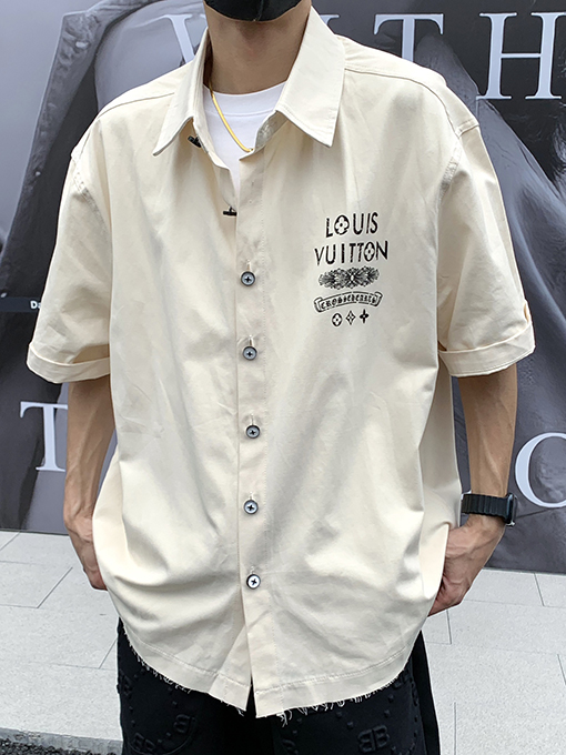 ルイヴィトン X クロムハーツコピー  ロゴアルファベットコラボプリント半袖シャツ