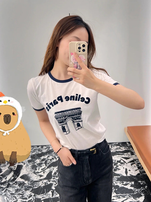 セリーヌ ファッションプリント半袖Tシャツ