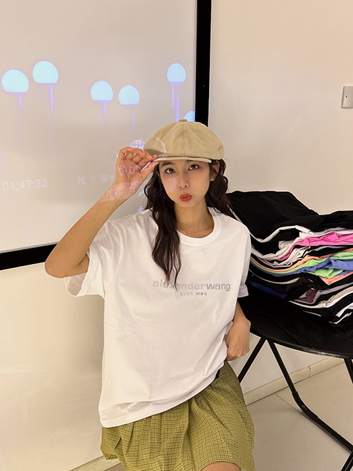 アレキサンダーワン 高温でも使えるプリント入りのショートスリーブ半袖Tシャツ