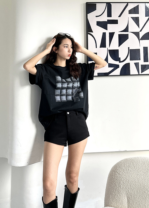 アレキサンダーワンスーパーコピー  リモコンのプリントフラワーファイル半袖Tシャツ