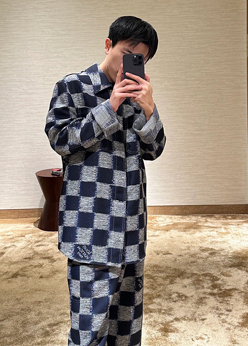 ルイヴィトン 新しい青いチェック柄のシャツジャケット
