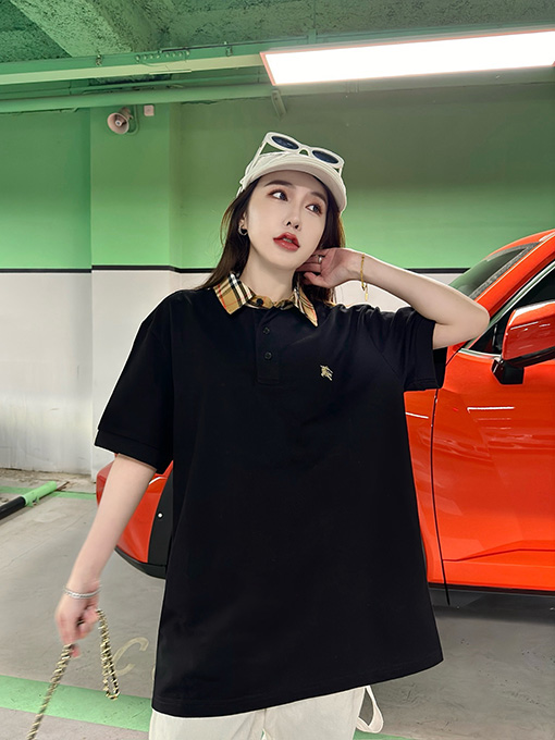 バーバリー 新しいチェック柄の小さな刺繍シャツ半袖Tシャツ