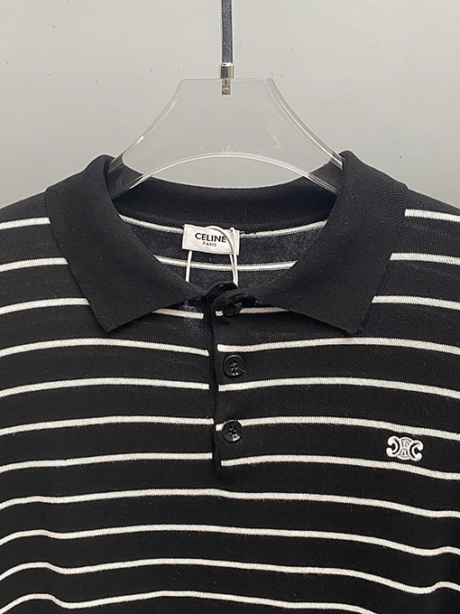 セリーヌ クラシックなコットン平織りニット半袖Tシャツ