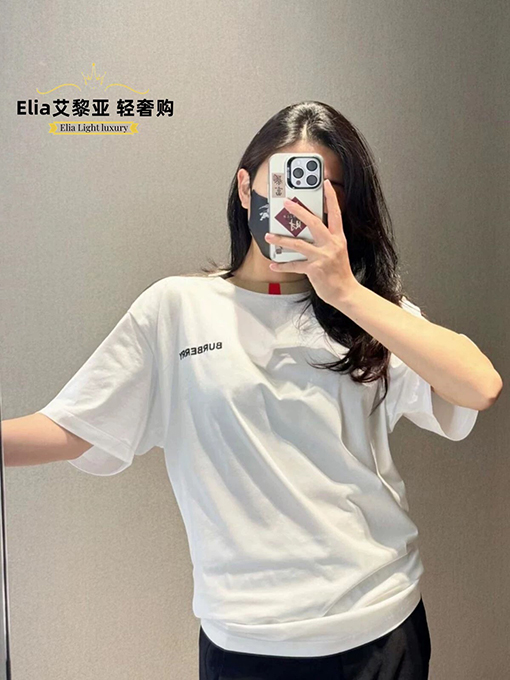 バーバリー チェックステッチロゴ刺繍半袖Tシャツ