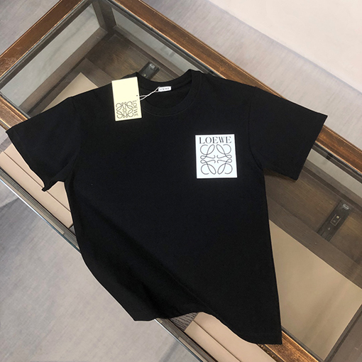 ロエベ 胸偽ポケットロゴプリント綿半袖Tシャツ