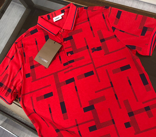バーバリー  新しい ロゴ刺繍半袖ポロシャツ