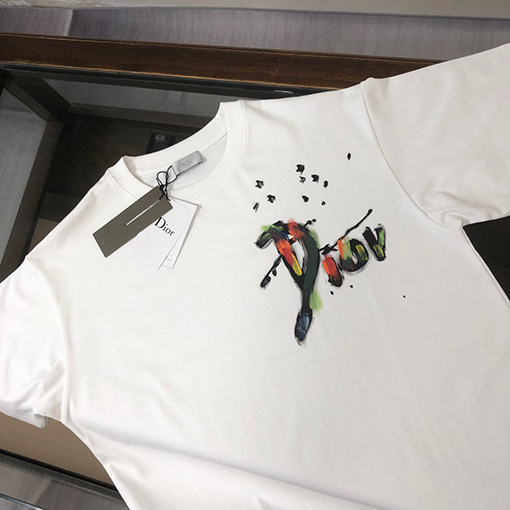 ディオール 絵画落書き半袖ポロシャツ