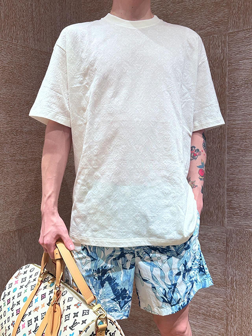 ルイヴィトンスーパーコピー 薄手のジャカード半袖Tシャツ