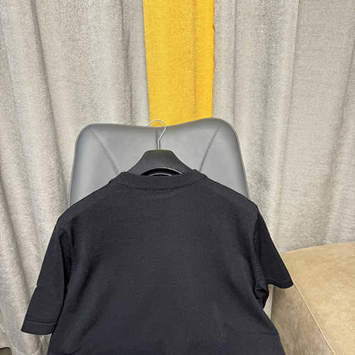 バレンシアガ   白いBBプリントクルーネックニット半袖Tシャツ