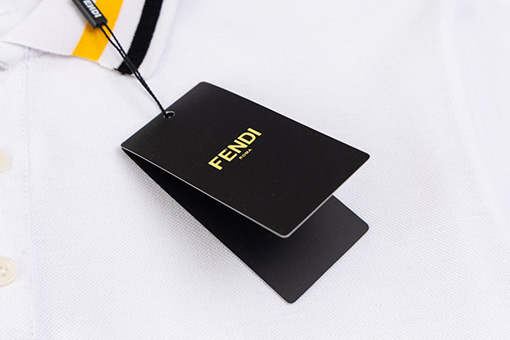 フェンディ アルファベットストライプジャカードネック半袖ポロシャツ