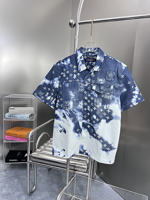 ルイヴィトン カシューナッツスカーフプリントデニムベストシャツ