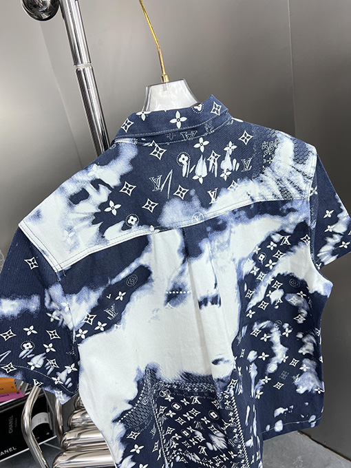 ルイヴィトン   カシューナッツスカーフプリントデニムベストシャツ