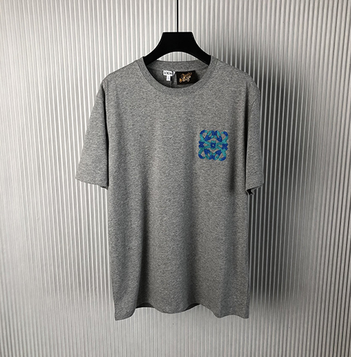 ロエベ   新しいタオル刺繍ロゴラウンドネック半袖Tシャツ