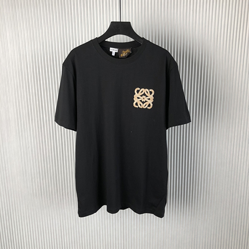ロエベ   新しいタオル刺繍ロゴラウンドネック半袖Tシャツ