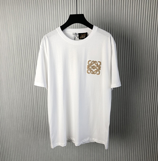 ロエベ   新しいタオル刺繍ロゴラウンドネック半袖Tシャツ