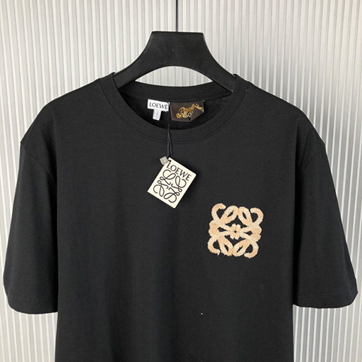 ロエベ   新しいタオル刺繍ロゴラウンドネック半袖Tシャツ