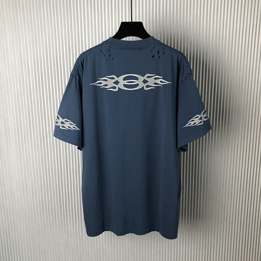 バレンシアガ 新しい炎のプリント半袖Tシャツ