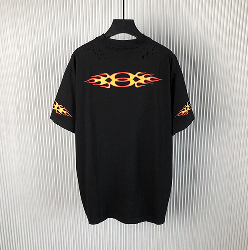 バレンシアガ 新しい炎のプリント半袖Tシャツ