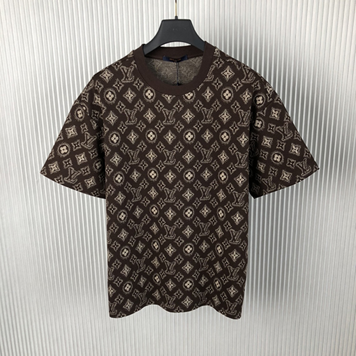 ルイヴィトンコピー  新しいジャカードロゴ半袖Tシャツ