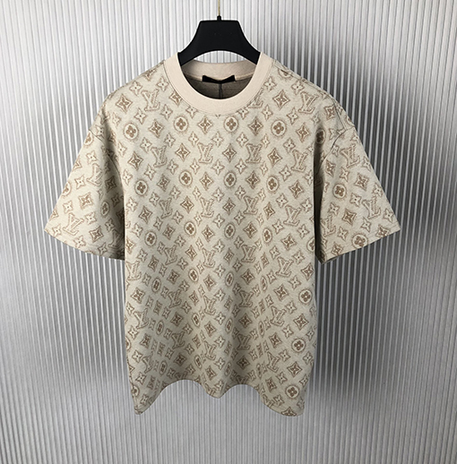 ルイヴィトンコピー  新しいジャカードロゴ半袖Tシャツ
