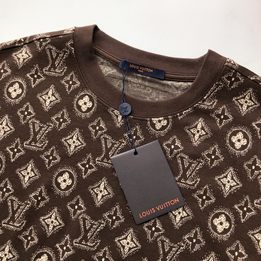 ルイヴィトンコピー  新しいジャカードロゴ半袖Tシャツ