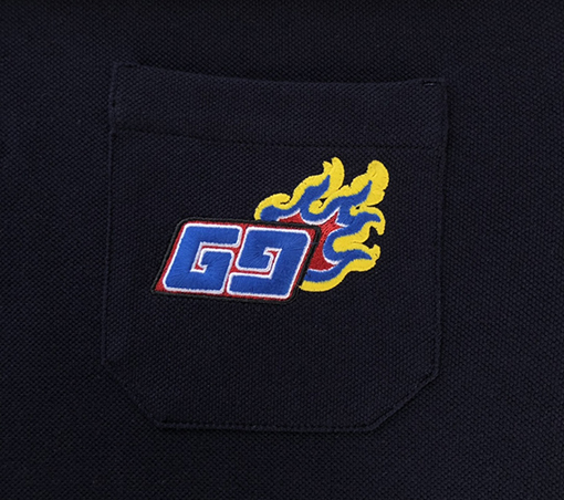 グッチ 新しいポケット装飾刺繍ビーズコットンラペル半袖ポロシャツ