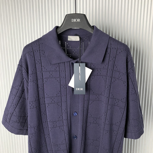 ディオール ダイヤモンドカットニットラペルポロシャツ