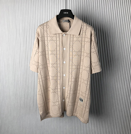 ディオール ダイヤモンドカットニットラペルポロシャツ