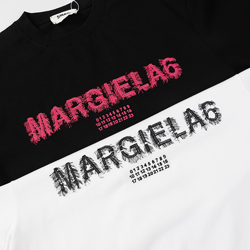 マルタンマルジェラコピー  新しいロゴ刺繍ウォッシュ磨かれたタッセル半袖Tシャツ
