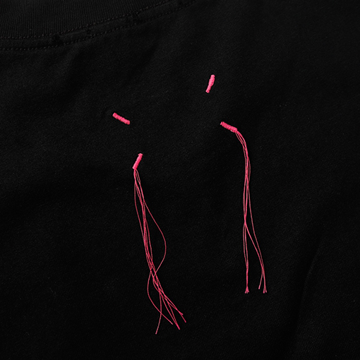 マルタンマルジェラコピー  新しいロゴ刺繍ウォッシュ磨かれたタッセル半袖Tシャツ