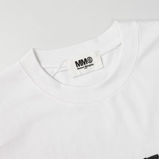 マルタンマルジェラコピー  新しいロゴ刺繍ウォッシュ磨かれたタッセル半袖Tシャツ