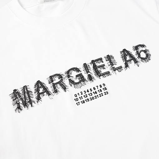 マルタンマルジェラコピー  新しいロゴ刺繍ウォッシュ磨かれたタッセル半袖Tシャツ
