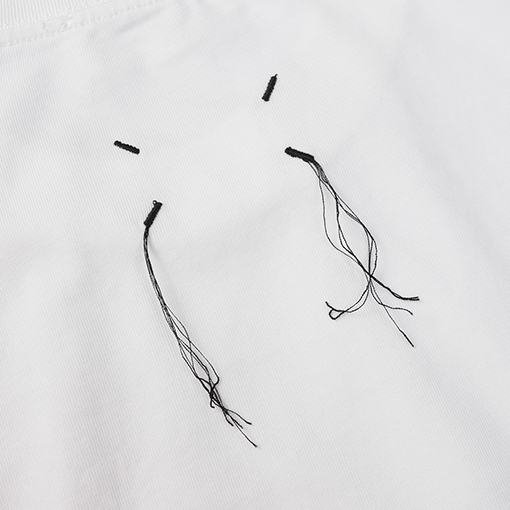 マルタンマルジェラコピー  新しいロゴ刺繍ウォッシュ磨かれたタッセル半袖Tシャツ