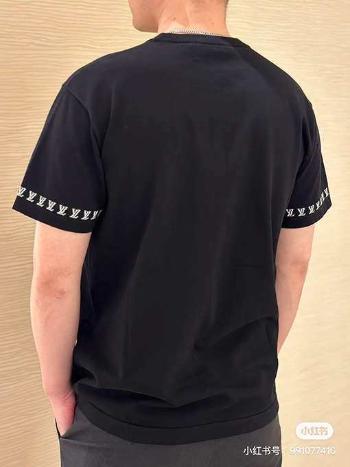 ルイヴィトン 新しいロゴ袖毛織り半袖Tシャツ