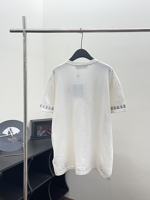 ルイヴィトン 新しいロゴ袖毛織り半袖Tシャツ