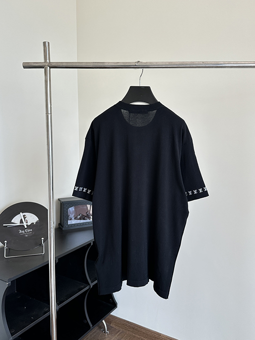 ルイヴィトン 新しいロゴ袖毛織り半袖Tシャツ