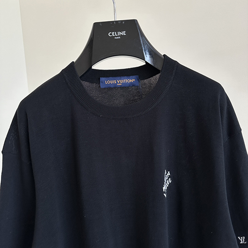 ルイヴィトン 新しいロゴ袖毛織り半袖Tシャツ