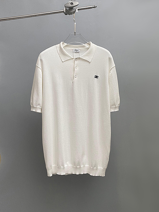 セリーヌ クラシックな凱旋門綿平織りニットゆったり半袖Tシャツ