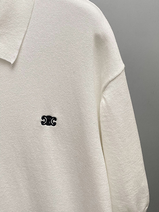 セリーヌ クラシックな凱旋門綿平織りニットゆったり半袖Tシャツ
