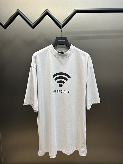 バレンシアガ スタイリッシュなワイヤレスプリント半袖Tシャツ
