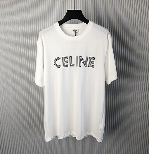 セリーヌコピー 新しいラインアルファベットラウンドネック半袖Tシャツ