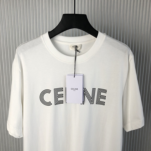 セリーヌコピー 新しいラインアルファベットラウンドネック半袖Tシャツ