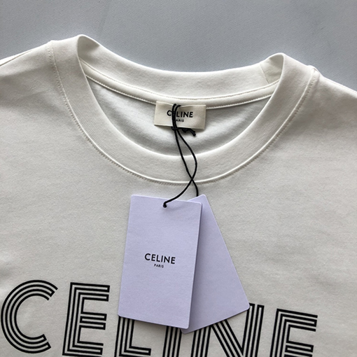 セリーヌコピー 新しいラインアルファベットラウンドネック半袖Tシャツ