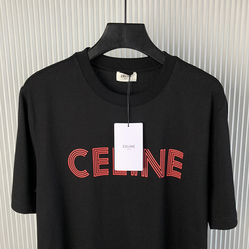 セリーヌコピー 新しいラインアルファベットラウンドネック半袖Tシャツ