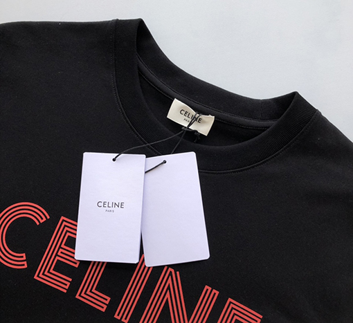 セリーヌコピー 新しいラインアルファベットラウンドネック半袖Tシャツ