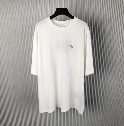  プラダ  新しい金属三角マーク半袖純綿半袖Tシャツ