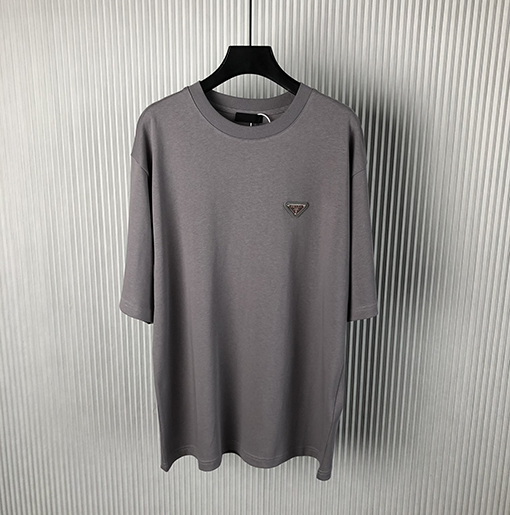  プラダ  新しい金属三角マーク半袖純綿半袖Tシャツ